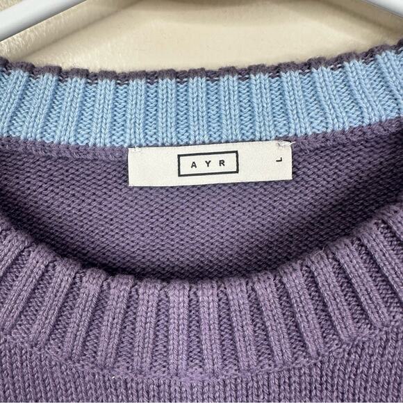 AYR The Yachty Sweater Mens Large Colorblock Merino Wool Cotton Pullover NEW - Picture 2 of 7